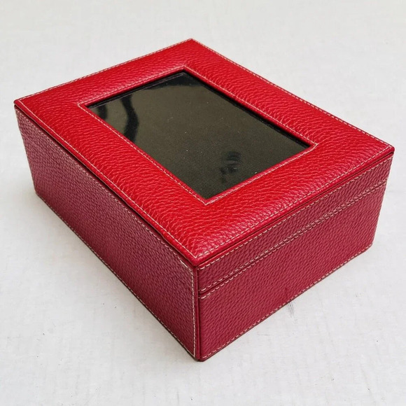 Gift Box Red Faux Leather Classic Collection Jewelry Organizer Trinket Photo - Picture 5 of 6